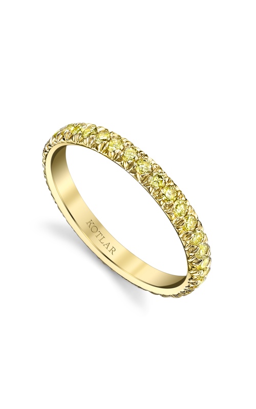 Harry Kotlar 18k yellow gold Artisan Pave French cut wedding band with 0.54ctw Fancy Intense Yellow round diamonds