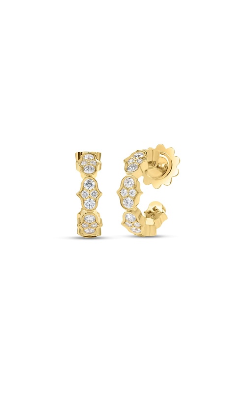 Roberto Coin 18KY gold Cobra pave diamond single row hoop earrings