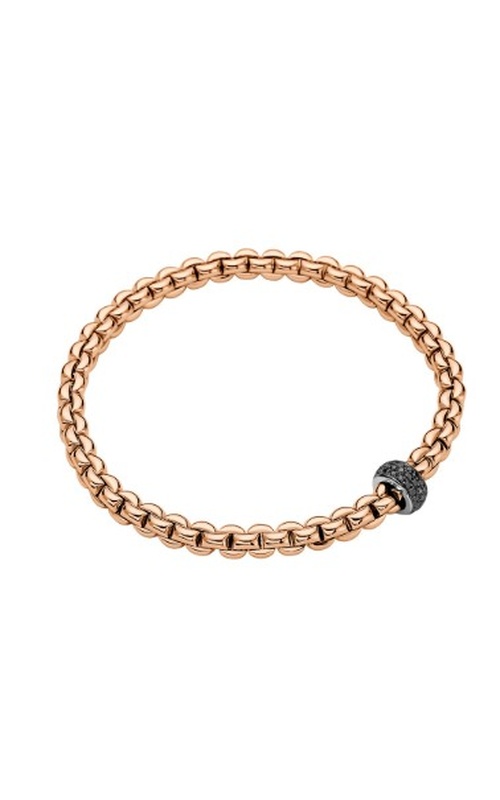 Fope Rose 18 Karat Flexit Bracelet With = 0.41Tw Round Black Diamonds