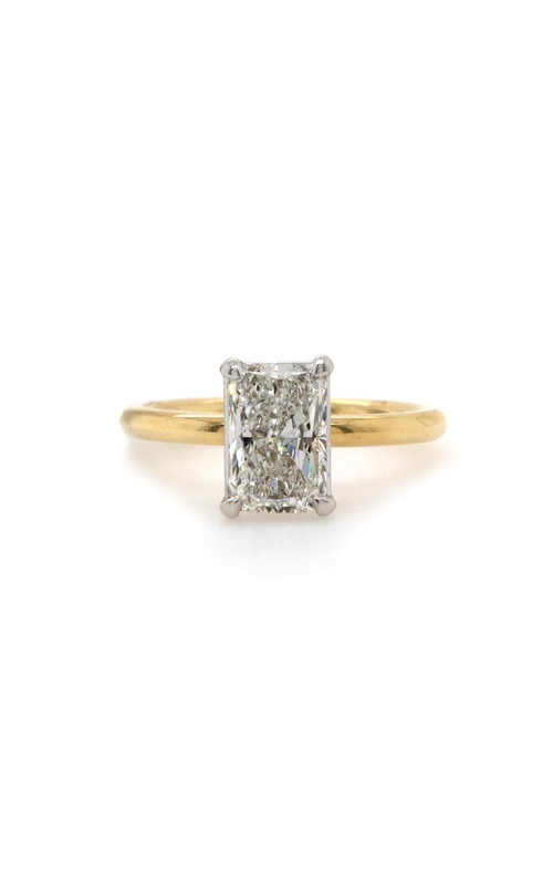 White/Yellow 18 Karat Engagement Ring Size 6.5 With One = 2.01Ct Radiant H Vs2 Diamond GIA# 6411065203