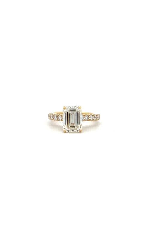 Yellow 18 Karat Engagement Ring Size 6.5 With One 3.03Ct Emerald H Vs1 Diamond And 92=1.26Tw Round G/H Si Diamonds