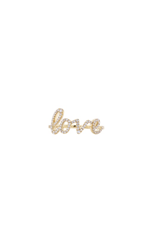 18k Yellow gold diamond 'Love' ring with 69=0.17ctw G/H SI round diamonds