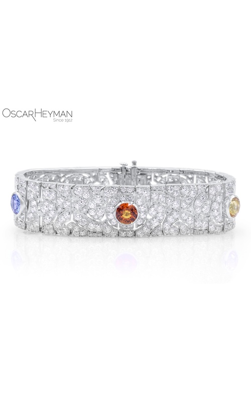 Oscar Heyman Platinum diamond and mixed colored stone bracelet