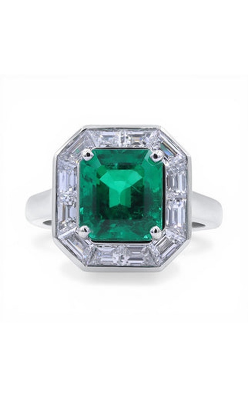 Oscar Heyman Platinum Muzo Green Colombian Emerald and Diamond Frame Ring
