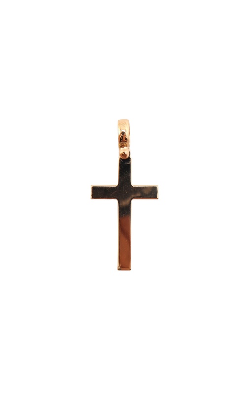 14KY gold cross pendant flat edge