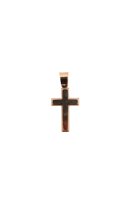 14KY gold cross pendant curved edge