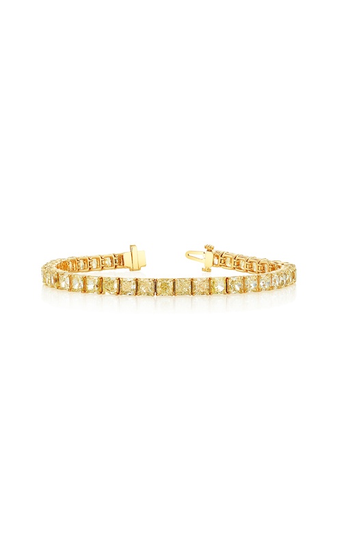 Yellow 18 Karat Diamond Tennis Bracelet With 39 = 19.09Tw Cushion Fancy Yellow Vs Diamonds