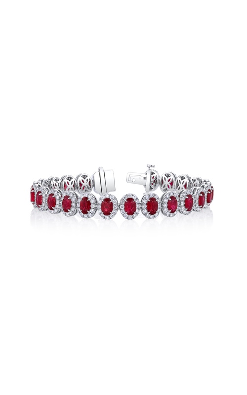 18k White Gold Ruby and Diamond tennis bracelet with 24=12.22ctw Oval Rubies and 288=4.46ctw round diamonds