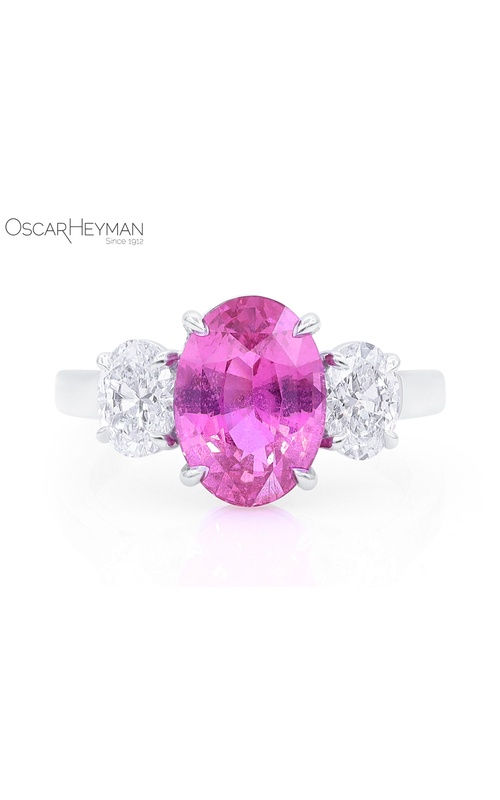 Oscar Heyman Platinum No Heat Intense Pink Sapphire and Diamond Ring