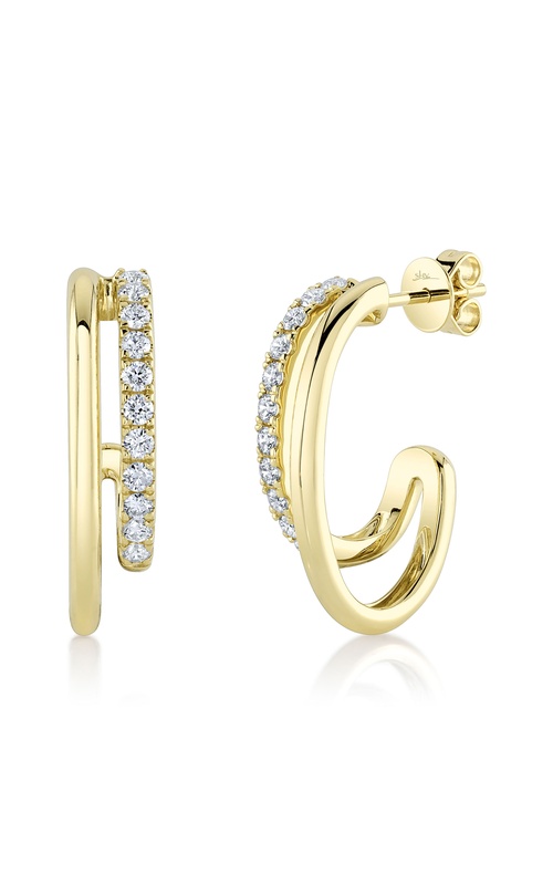 Yellow 14 Karat Diamond Earrings With 22=0.58Tw Round G/H Si Diamonds