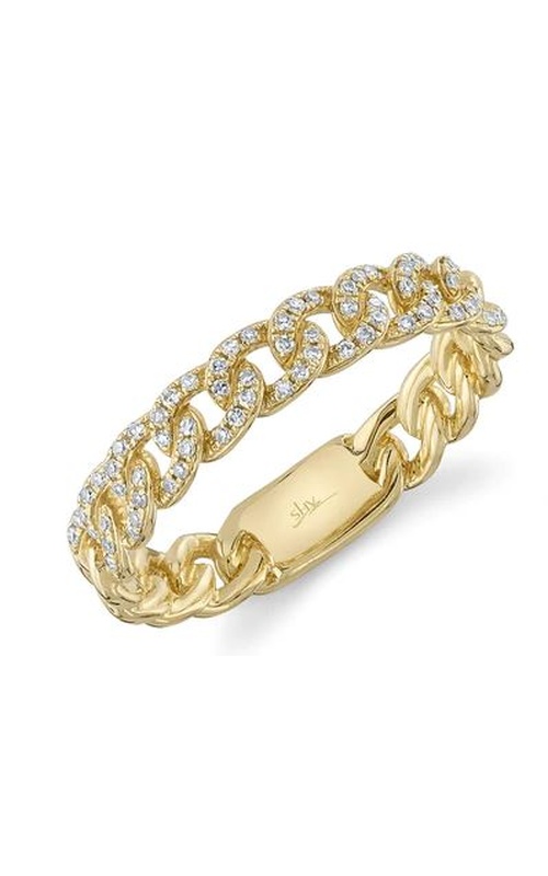 Yellow 14 Karat Diamond Link Ring With 68=0.16Tw Round G/H Si Diamonds