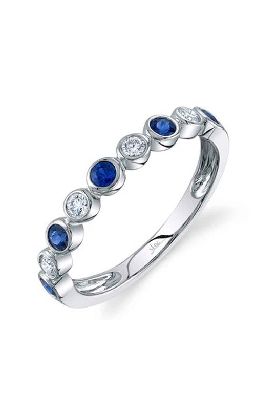 White 14 Karat Ring With 4=0.32Tw Round Sapphires And 5=0.16Tw Round G/H Si Diamonds