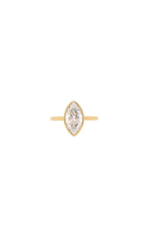 18KY bezel set engagement ring with 2.01ct marquise diamond E/SI1 GIA #6551011432