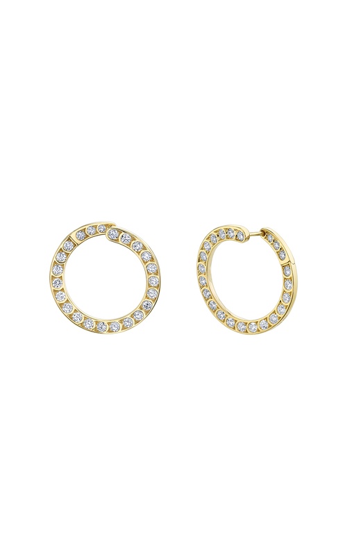 Harry Kotlar 18k Yellow Gold Scallop Artisan Pave Circle Earrings