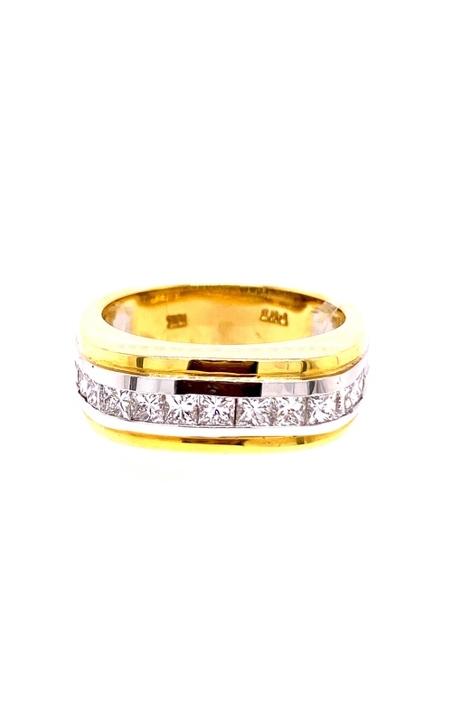 White/Yellow 18 Karat Men's Diamond Wedding Band With 11=1.12Tw Princess Diamonds