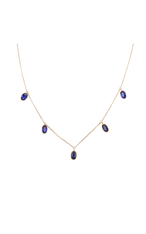 18KY 5 STATION BEZEL SAPPHIRE NECKLACE
