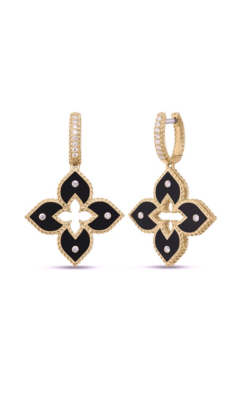 Roberto Coin 18KR diamond black enamel Venetian Princess earrings