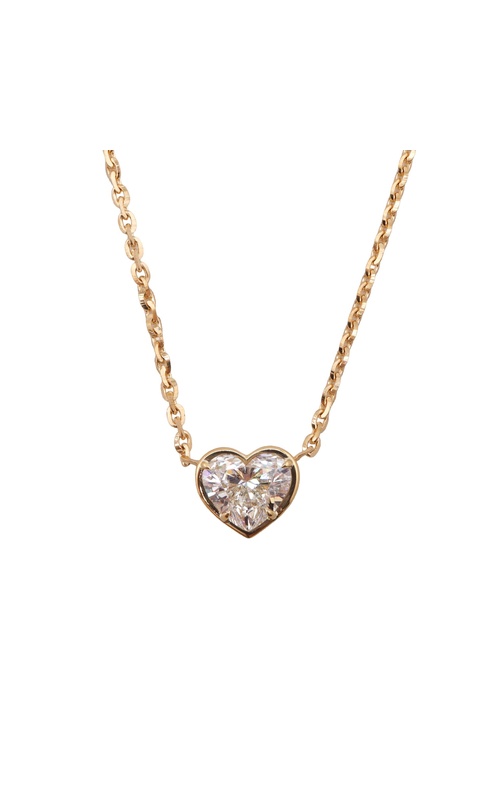18KY BEZEL SET DIAMOND HEART PENDANT ON CHAIN