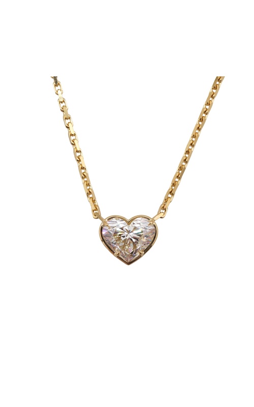 18KY BEZEL SET DIAMOND HEART PENDANT ON CHAIN
