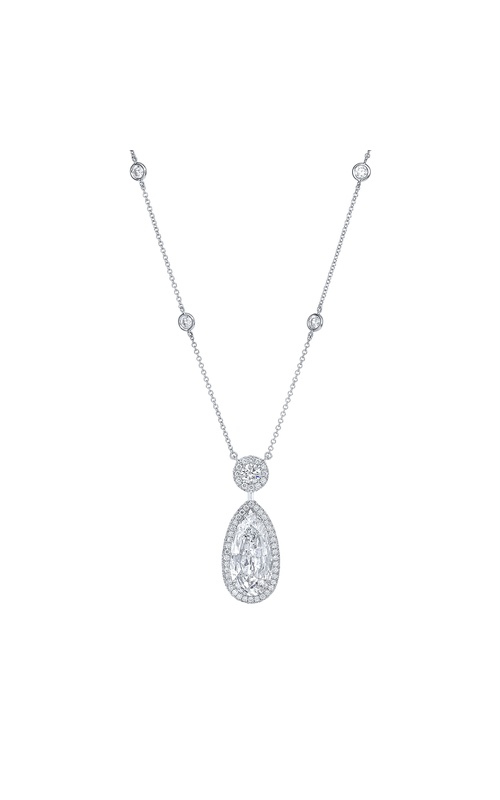 18k White Gold Pear Shape Diamond Necklace with Diamonds by the Yard Chain
