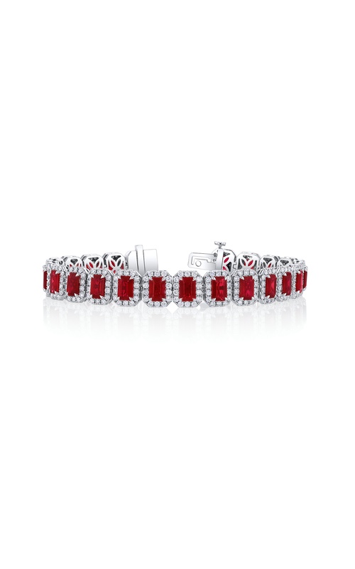 18k White Gold Ruby and Diamond Tennis Bracelet