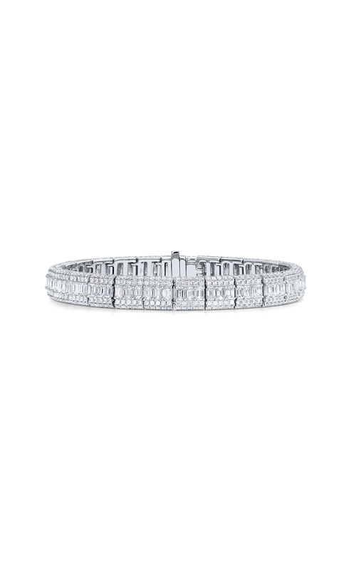 18K White Gold Emerald cut Diamond Tennis Bracelet with Infinity Pave