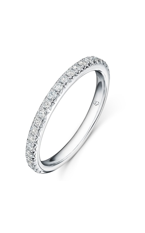 Hearts On Fire Vela French Cut Pavé Band Platinum Wedding Band Size 6.5 With 21=0.56Tw Round G/H Vs Diamonds