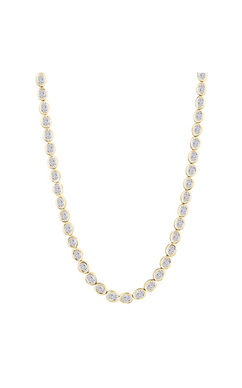 18K Yellow Gold Oval Diamond Tennis Necklace