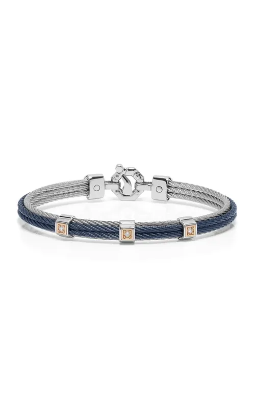 Baraka White/Rose 18 Karat & Steel Bracelet With 3=0.11ctw Round Diamonds