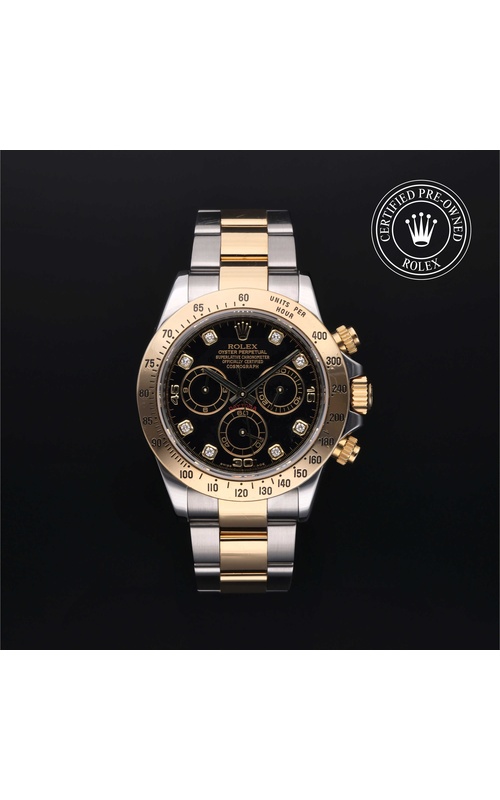 RPCO ROLEX 40MM COSMOGRAPH DAYTONA S8Y BLACK DIAMOND DIAL OYSTER FLIPLOCK BRACELET - 116523 / V102445 - BOX & PAPERS CIRCA 2008