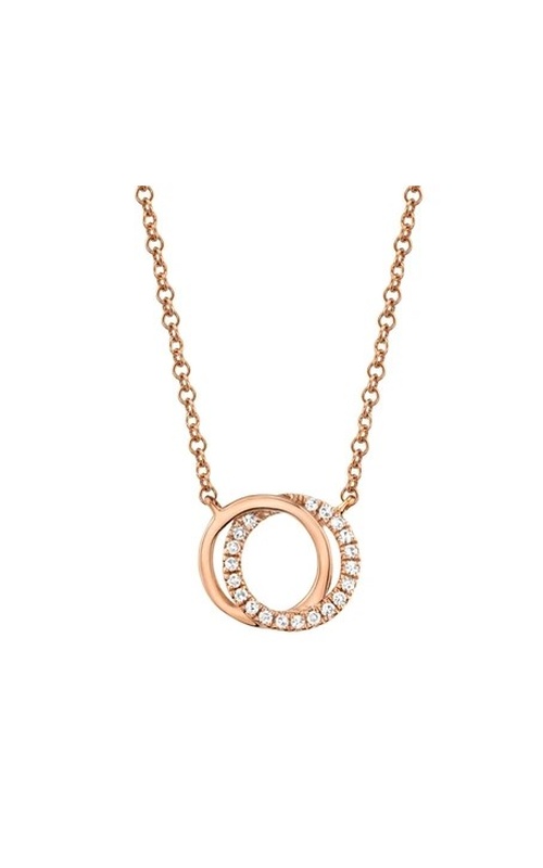 Rose 14 Karat Love Knot Circle Necklace With 20=0.07Tw Round G/H Si Diamonds
