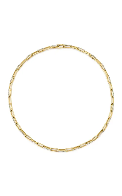 Yellow 14 Karat Diamond Paperclip Link Necklace