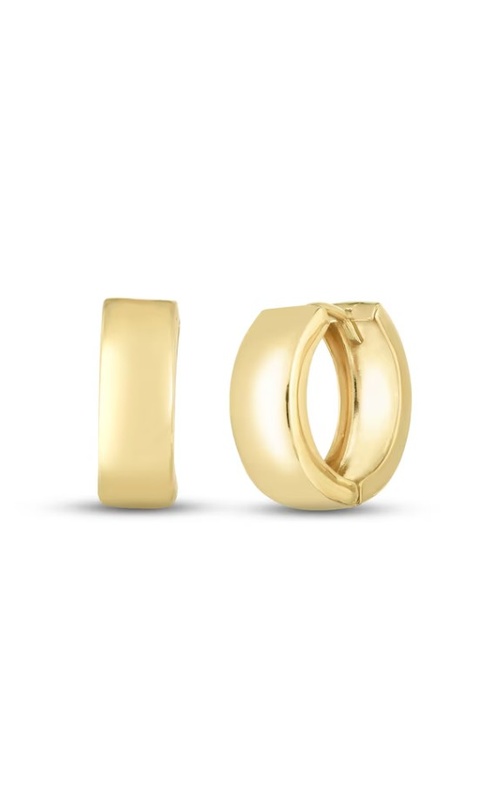 Yellow 14 Karat Wide Huggie Earrings 5mm