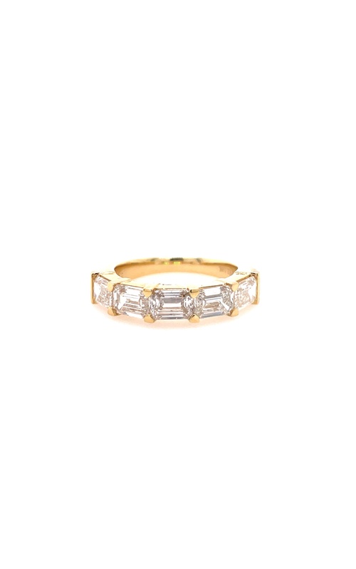 Yellow 18 Karat 5 Stone Wedding Band Size 6.5 With 5=2.62Tw Emerald J/K Si Diamonds