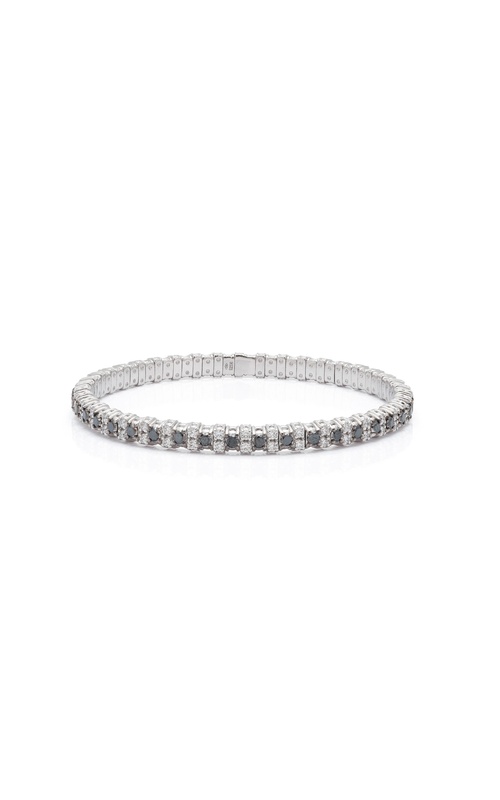 Zydo White 18 Karat Stretch Bracelet with White and Black Diamonds