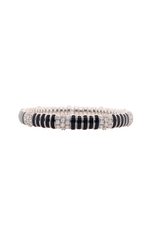 Zydo 18k White Diamond and Black Enamel Stretch Bracelet