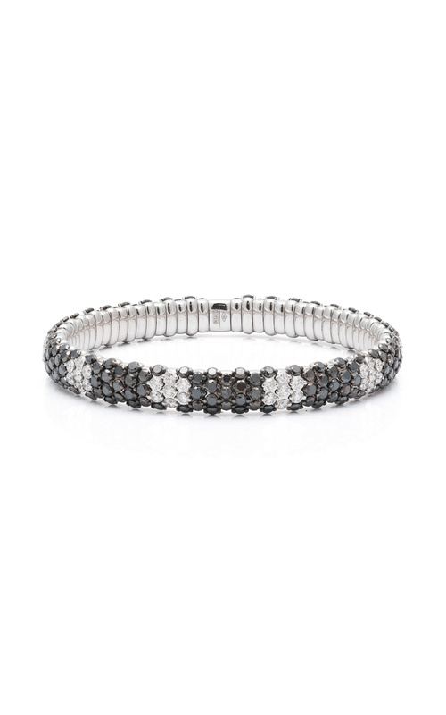 Zydo 18k White Black and White Diamond Domed Stretch Bracelet