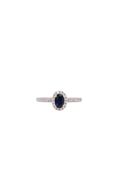 18KW sapphire and diamond halo ring
