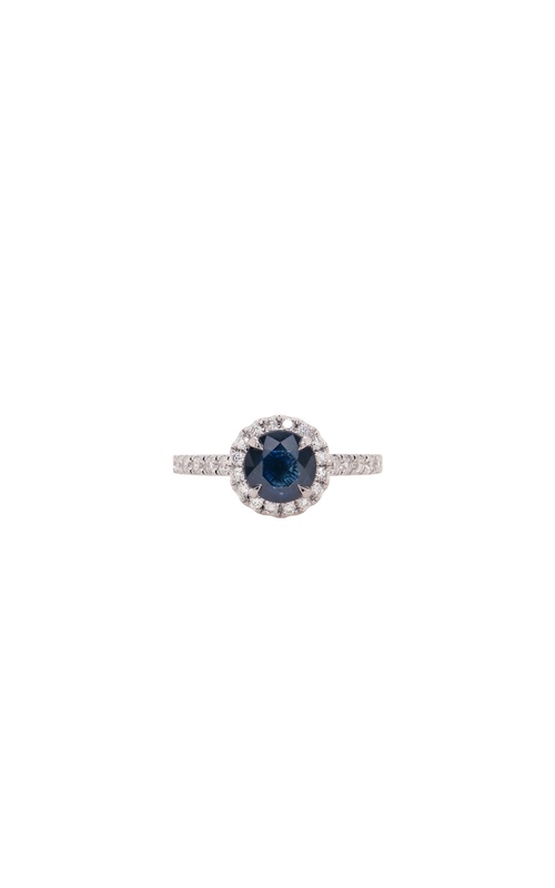 18KW sapphire and diamond halo ring