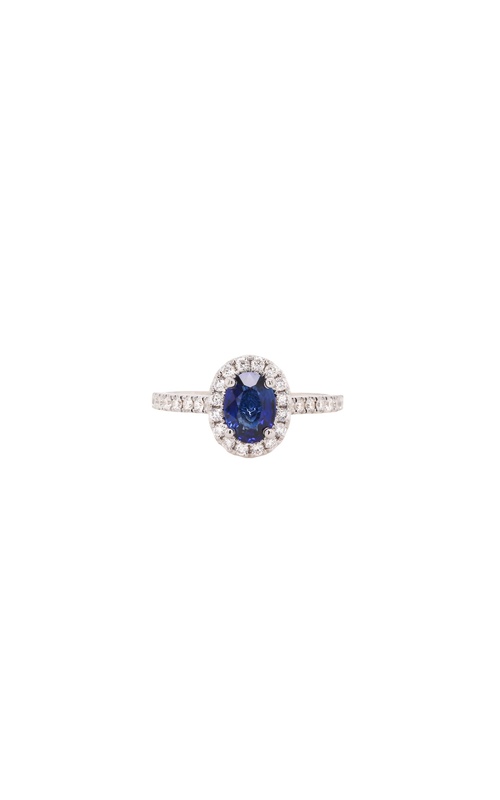 18KW sapphire and diamond halo ring