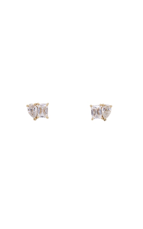 Yellow 18 Karat Earrings With 2 = 0.99Tw Fancy Emerald Cut G/H Vs-Si Diamonds And 2 = 0.63Tw Pear G/H Vs-Si Diamonds