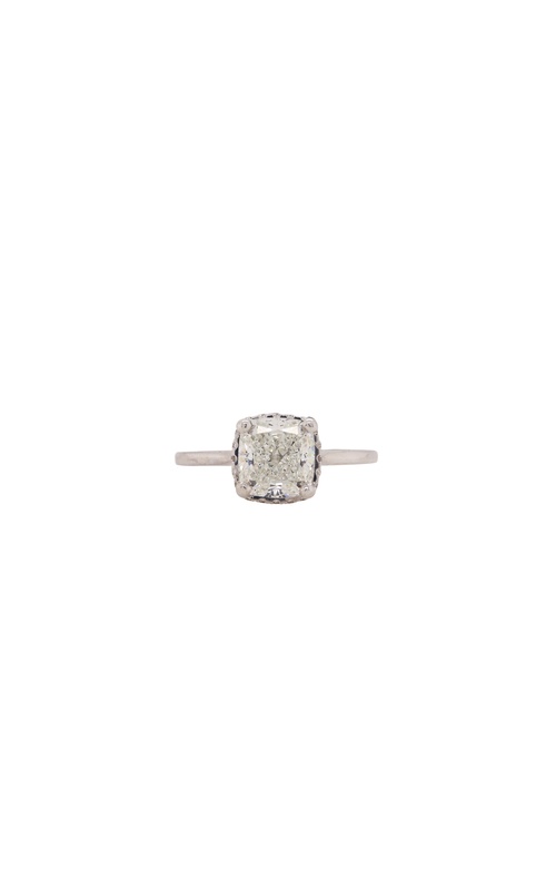 White 18 Karat Engagement Ring Size 6.5 With One = 2.03Ct Cushion I Vs2 Diamond And 26 = 0.16Tw Round G/H Si2 Diamonds