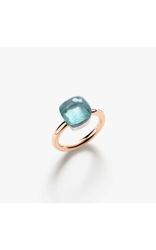 Pomellato Ring Nudo Classic Rose/White 18 Karat Ring With One Cushion Sky Blue Topaz