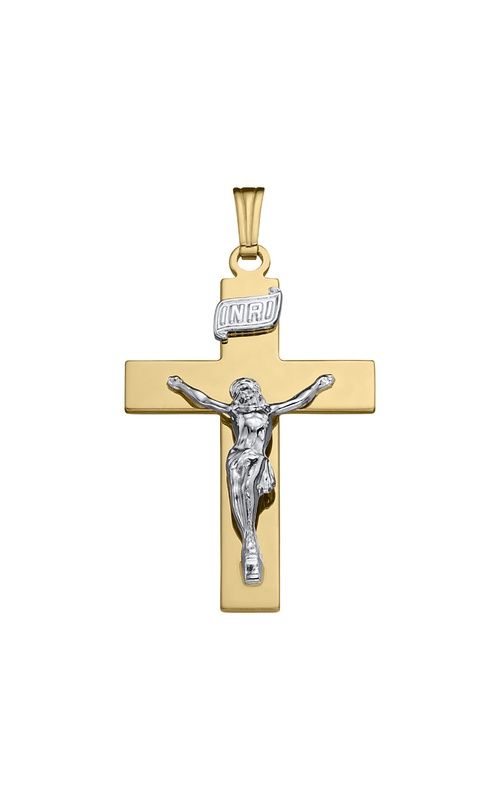 14K Yellow Gold and 14K White Gold Cross Necklace 001-431-00405