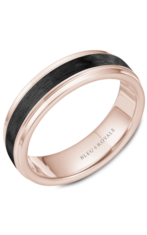 Bleu Royale Distinct  14K Rose Gold and Carbon Fiber Wedding Band RYL-047R6