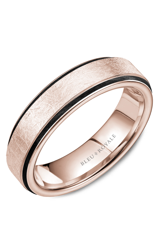 Bleu Royale Distinct  14K Rose Gold and Enamel Wedding Band RYL-048R6