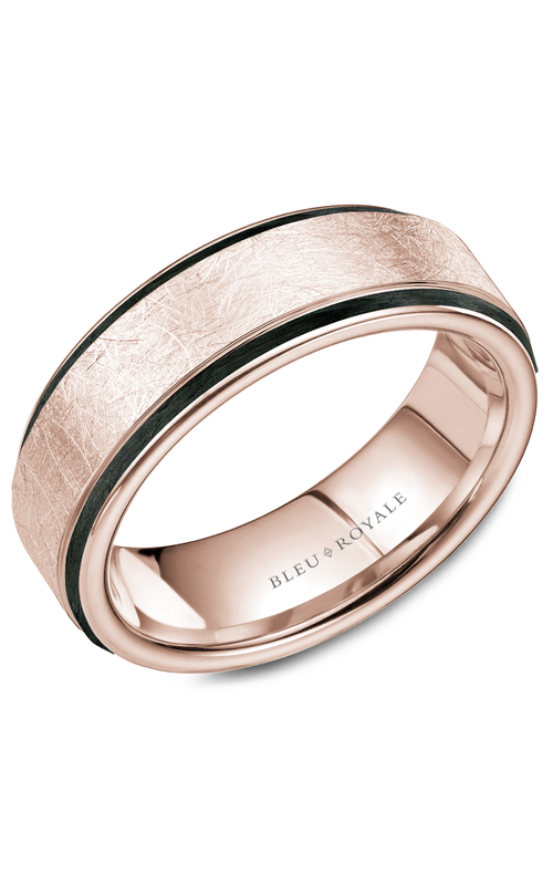 Bleu Royale Distinct  14K Rose Gold and Enamel Wedding Band RYL-048R75