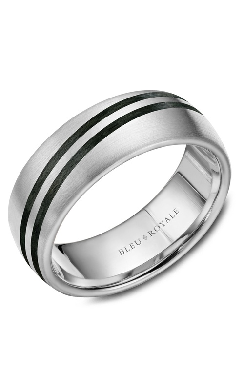 Bleu Royale Distinct Plain 14K White Gold and Enamel Wedding Band RYL-050W8