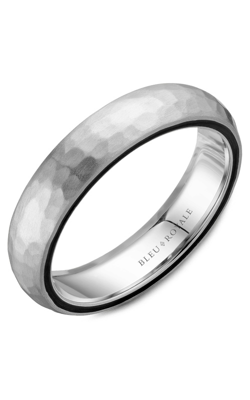 Bleu Royale Distinct Plain 14K White Gold and Enamel Wedding Band RYL-062W5