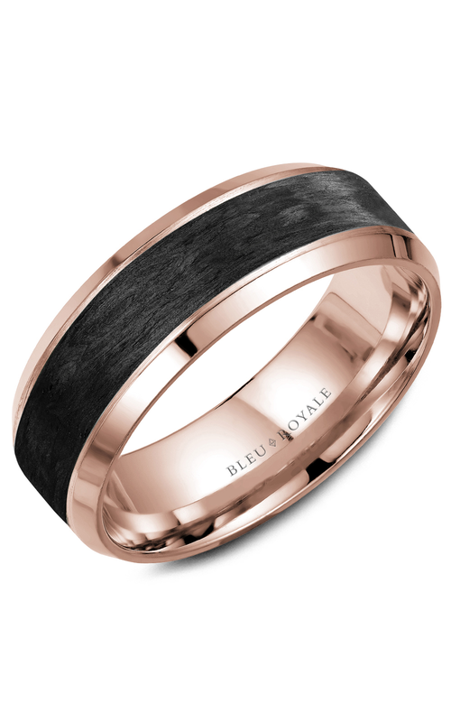 Bleu Royale Distinct  14K Rose Gold and Black Carbon Wedding Band RYL-064R75